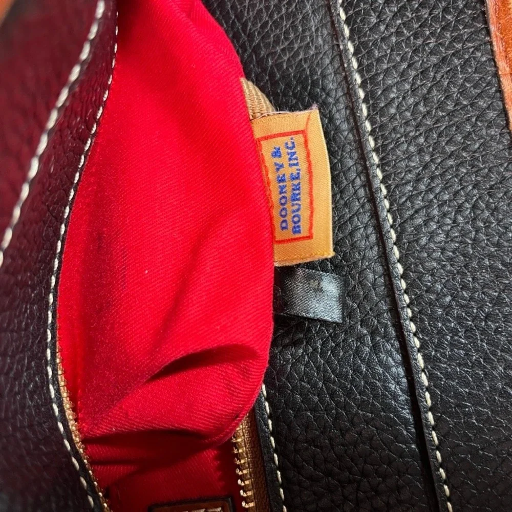 Dooney & Bourke Pebble Grain Leather Tote Bag Black Tan Large Shopper Handbag